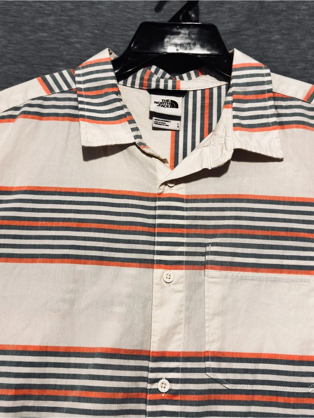 The North Face Shirt Mens size Large Baytrail Woven Cotton Striped Button-Up